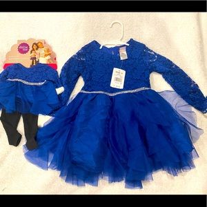 Dollie & Me Girls' Long Sleeve Laced Dress 4T